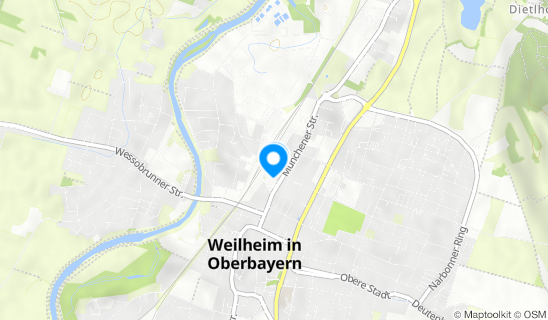 Kartenausschnitt DB Fahrradservice Bhf. Weilheim